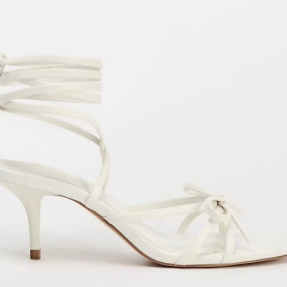 Zara TIED HEELED SANDALS WHITE - REF. 2344/310 Size 41/10 NWT